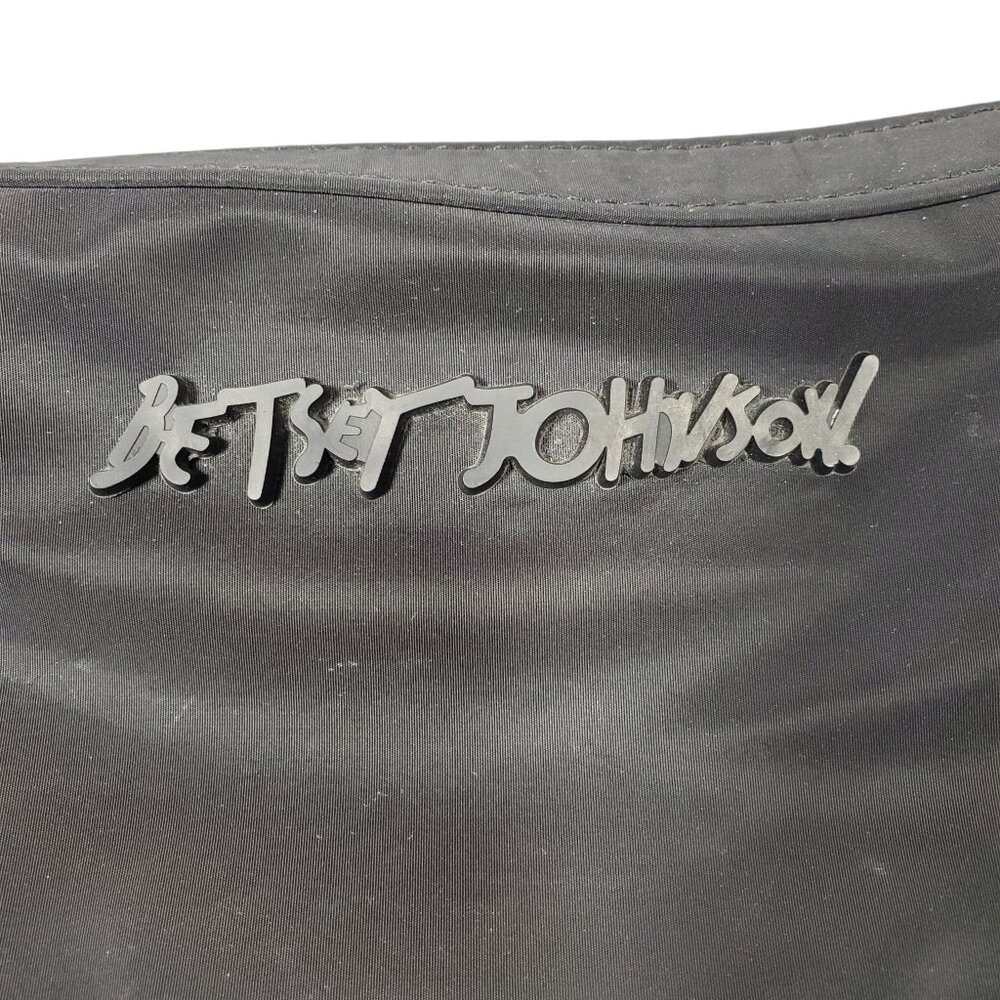 Betsey Johnson Crossbody Bag Purse Black Solid Half-Moon Crescent Casual Sporty - Picture 2 of 11